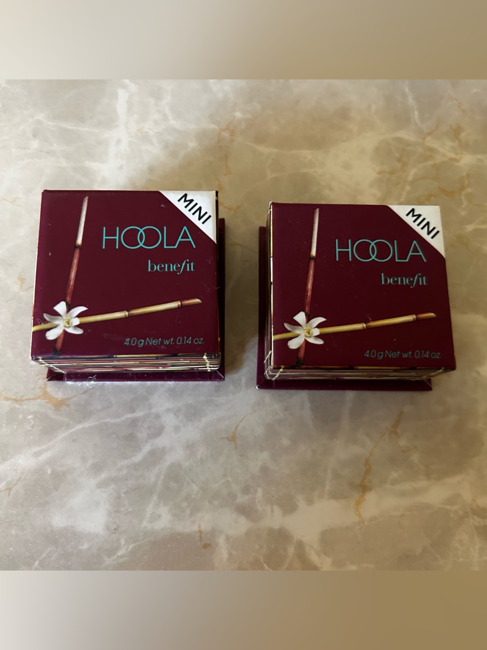 Benefit Hoola Mini Bronzer Duo - Burgundy Packaging with Teal Logo